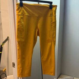 Yellow Athleta Workout Capri